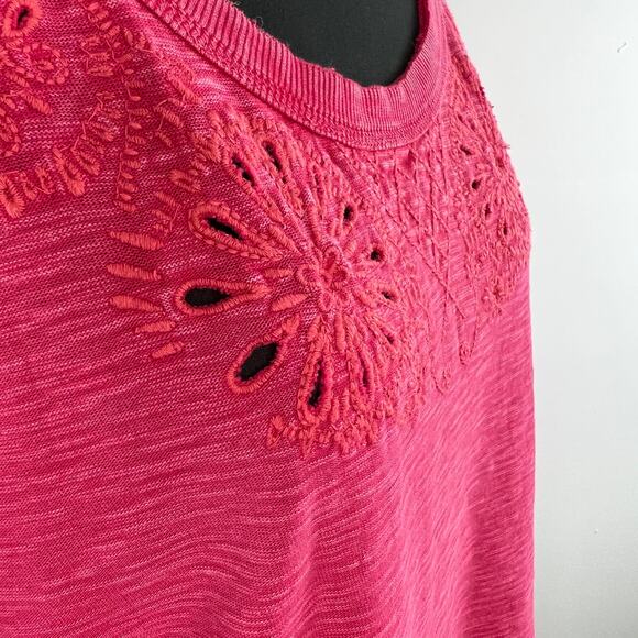 Free People Intimately Pink Long Sleeve Eyelet Back Cut-Out Cotton Top Size XS - Picture 4 of 9